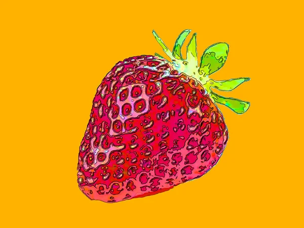 Strawberry Sign Illustration Pop Art Background Icon Color Spots — 图库照片