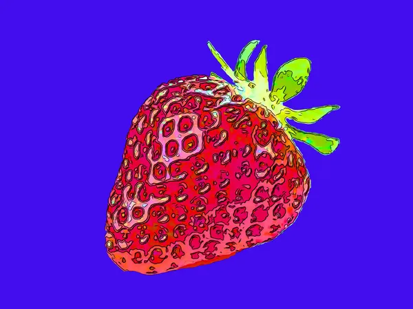 Φράουλα Σύμβολο Εικονογράφηση Σύμβολο Pop Art Φόντο Κηλίδες Χρώματος — Φωτογραφία Αρχείου