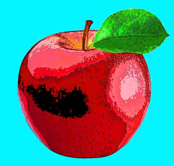 Apple Znak Ilustracja Pop Art Tło Ikona Kolorowe Plamy — Zdjęcie stockowe