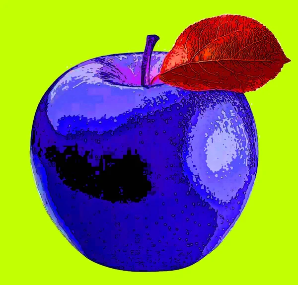 Apple Teken Illustratie Pop Art Achtergrond Pictogram Met Kleurvlekken — Stockfoto