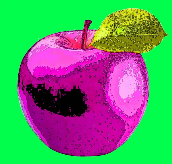 Apple Znak Ilustracja Pop Art Tło Ikona Kolorowe Plamy — Zdjęcie stockowe