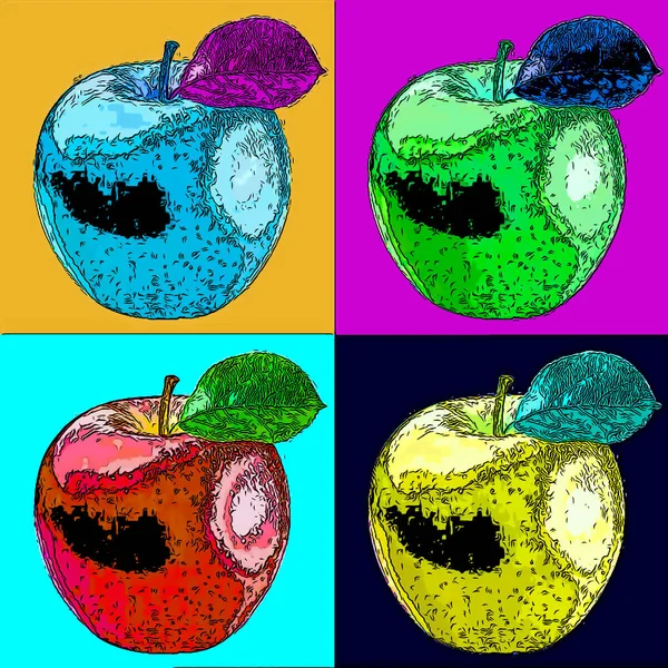 Apple Sign Illustration Pop Art Background Icon Color Spots — стокове фото