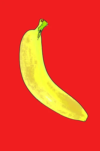 Μπανάνα Σήμα Εικονογράφηση Ποπ Art Εικονίδιο Φόντου Κηλίδες Χρώματος — Φωτογραφία Αρχείου