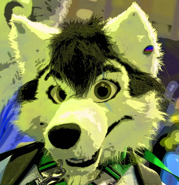 Wolf Mascot Sign Illustration Pop Art Background Icon Color Spots — Stockfoto