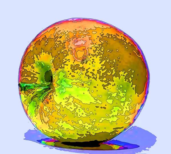 Apple Teken Illustratie Pop Art Achtergrond Pictogram Met Kleurvlekken — Stockfoto