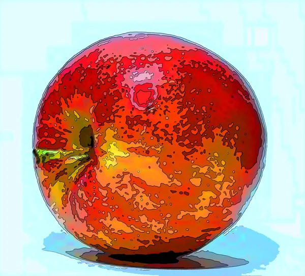 Apple Tecken Illustration Pop Art Bakgrund Ikon Med Färg Fläckar — Stockfoto