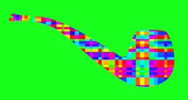 Tütsüleme borusu işareti çizimi mozaik pencere renkleriyle pop-art arkaplan simgesi