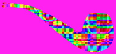 Tütsüleme borusu işareti çizimi mozaik pencere renkleriyle pop-art arkaplan simgesi