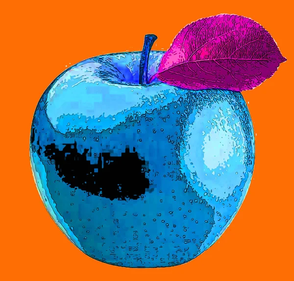 Ilustración Del Signo Apple Icono Fondo Pop Art Con Líneas — Foto de Stock