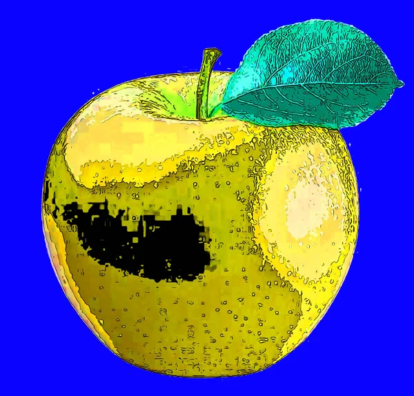 Ilustración Del Signo Apple Icono Fondo Pop Art Con Líneas — Foto de Stock