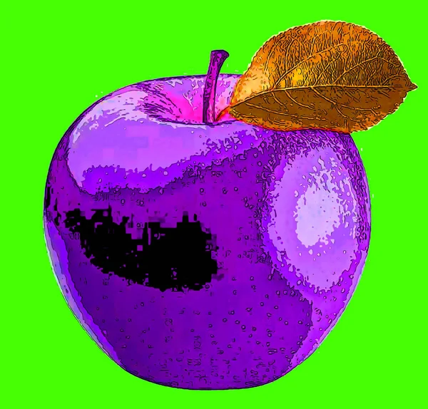 Иллюстрация Знака Apple Иконка Поп Арт Цветовыми Линиями — стоковое фото