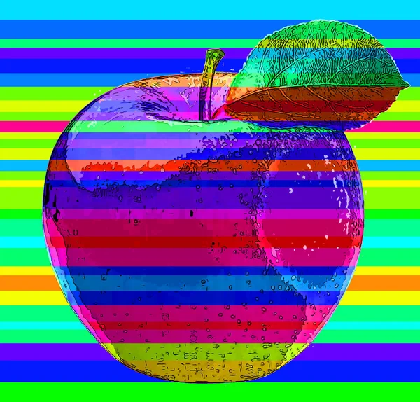 Ilustración Del Signo Apple Icono Fondo Pop Art Con Líneas — Foto de Stock