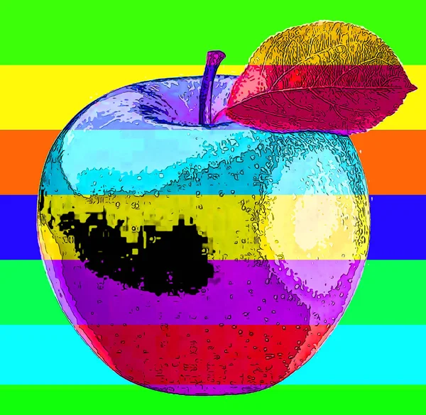 Ilustración Del Signo Apple Icono Fondo Pop Art Con Líneas — Foto de Stock