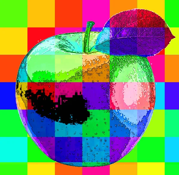 Ilustración Del Signo Apple Icono Fondo Pop Art Con Líneas — Foto de Stock