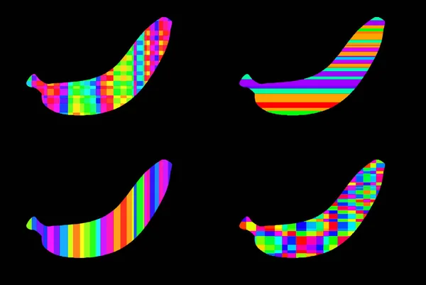 Bananenteken Illustratie Pop Art Achtergrond Pictogram Met Kleurvlekken — Stockfoto