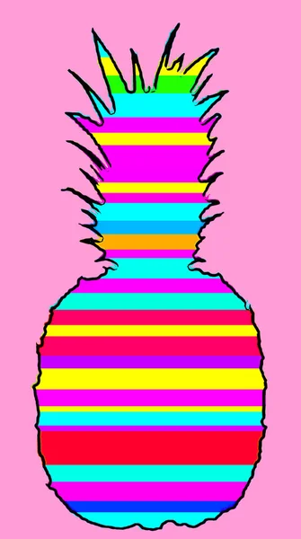 Иллюстрация Знака Ананаса Иконка Поп Арта Цветовыми Пятнами — стоковое фото