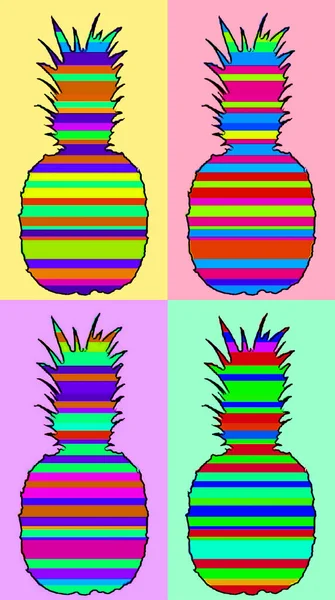 Ananas Işareti Illüstrasyon Renk Lekeli Pop Art Arkaplan Simgesi — Stok fotoğraf