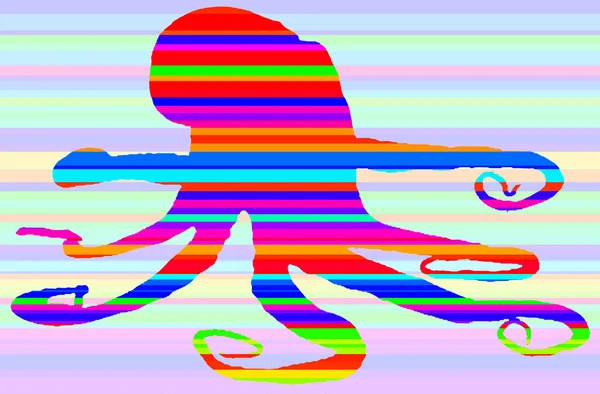 Ikona Pozadí Znakem Chobotnice Barevnými Skvrnami — Stock fotografie