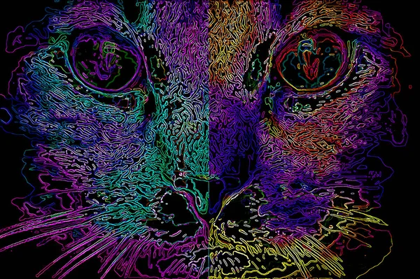 Иллюстрация Кошачьего Знака Иконка Поп Арта Цветовыми Пятнами — стоковое фото