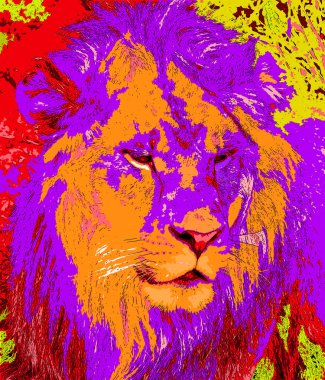 Aslan işareti illüstrasyon renk lekeli pop-art arkaplan simgesi