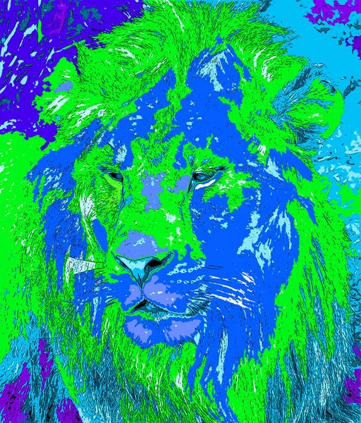 Lion Segno Illustrazione Pop Art Icona Sfondo Con Macchie Colore — Foto Stock