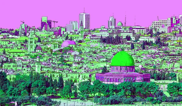 Иерусалим Израиль Храм Гора Иерусалим Израиль Знак Иллюстрации Поп Арт — стоковое фото