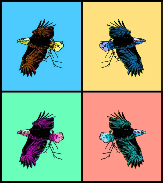 American Bald Eagle Sign Illustration Pop Art Background Icon Vivid — 图库照片