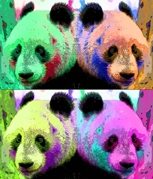 Signo Gigante Del Panda Ilustración Pop Art Icono Fondo Con —  Fotos de Stock