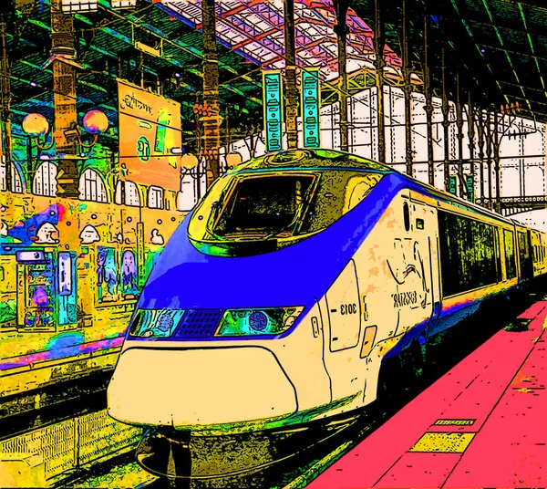 Paris France 2013 Επιβάτης Διεθνές Τρένο Στέκεται Δίπλα Στο Υψηλής — Φωτογραφία Αρχείου