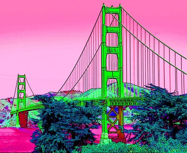 San Francisco Usa 2015 Знак Золотого Воріт Ілюстрація Поп Арту — стокове фото