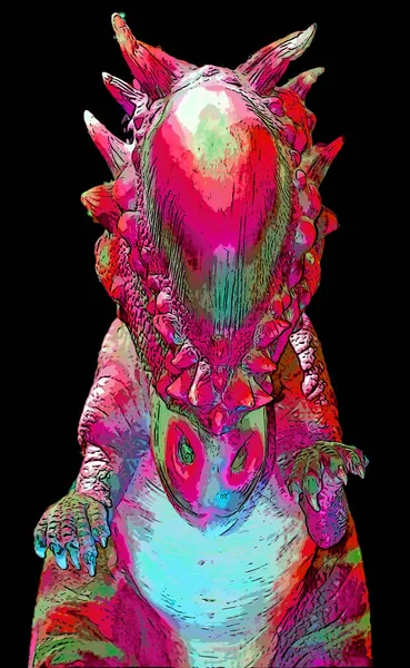 Pachycephalosaurus Род Пахицефалозаврид Динозавров Рисунком Фоне Поп Арта Цветными Пятнами — стоковое фото