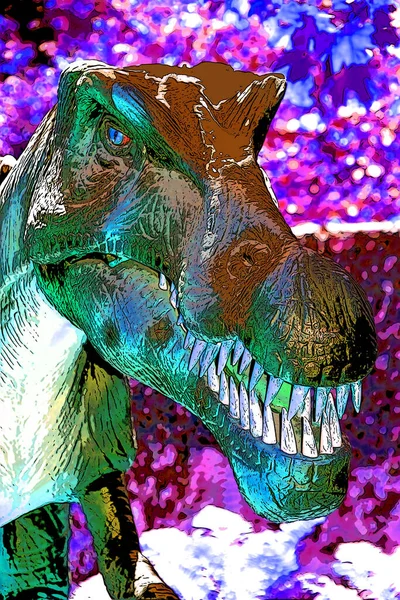 脊背蜥蜴 是生活在白垩纪后期北非的一种尖头龙 象征着具有色彩的流行艺术背景图标 — 图库照片