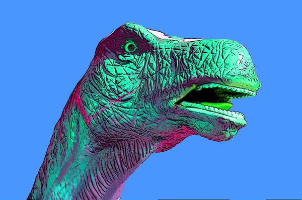 Dinozor Brontozoru Renk Lekeli Pop Art Arkaplan Simgesi Imzaladı — Stok fotoğraf