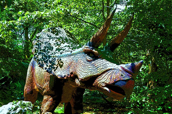 Triceratops Est Genre Éteint Dinosaure Cératopsidé Chasmosaurine Herbivore Apparu Pour — Photo