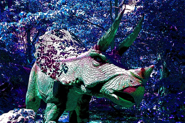 Triceratops Est Genre Éteint Dinosaure Cératopsidé Chasmosaurine Herbivore Apparu Pour — Photo