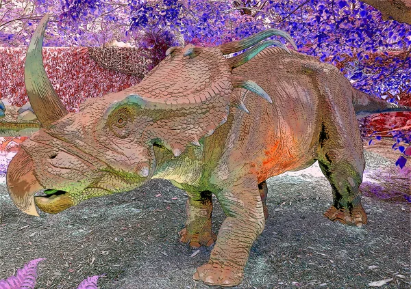 Çivili Kertenkele Anlamına Gelen Styracosaurus Kretase Dönemi Nden Campanian Evresi — Stok fotoğraf