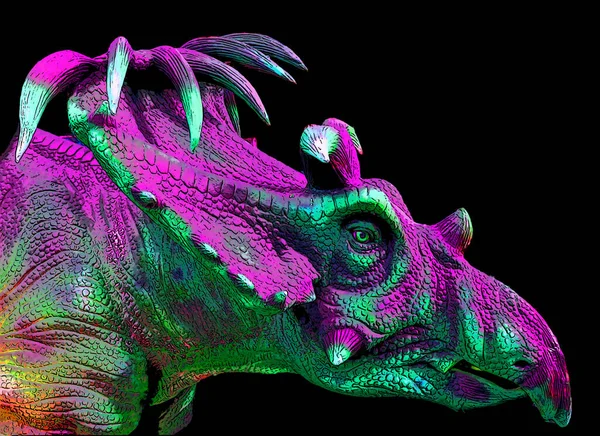 Kosmoceratops Рід Ceratopsid Dinosaur Який Жив Північній Америці Малюючи Ікону — стокове фото