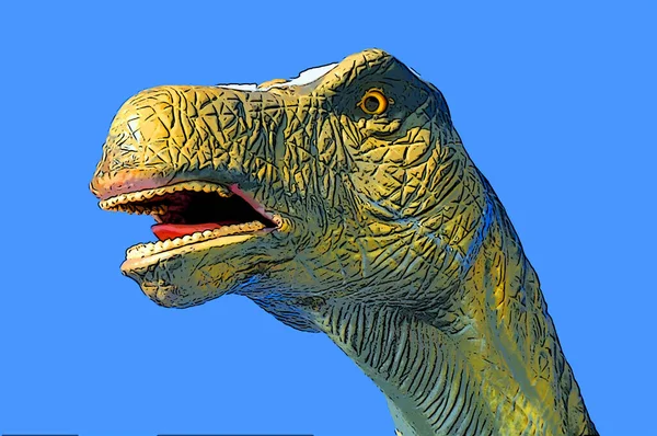Dinozor Brontozoru Renk Lekeli Pop Art Arkaplan Simgesi Imzaladı — Stok fotoğraf