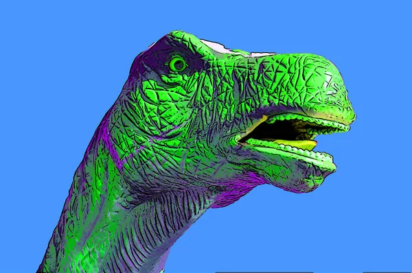 Dinosaurus Brontosaurus Teken Illustratie Pop Art Achtergrond Pictogram Met Kleurvlekken — Stockfoto