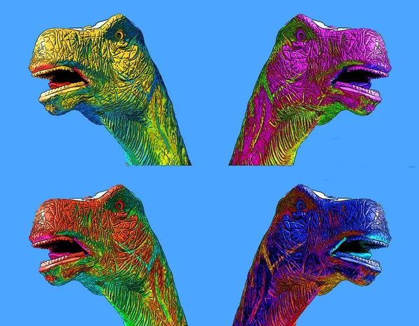 Dinossauro Brontossauro Sinal Ilustração Ícone Fundo Pop Art Com Manchas — Fotografia de Stock