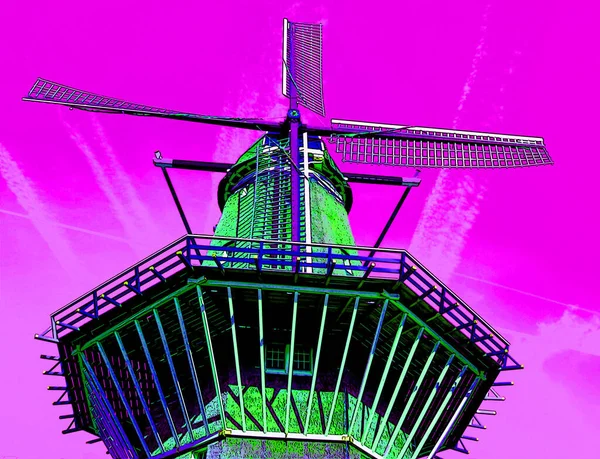 Amsterdam Niderlandy Październik 2015 Nestled Water Zeeburgerdijk Swings Huge Blades — Zdjęcie stockowe
