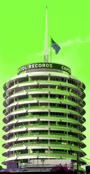 Los Ángeles Usa Abril 2015 Capitol Records Tower Sign Illustration —  Fotos de Stock