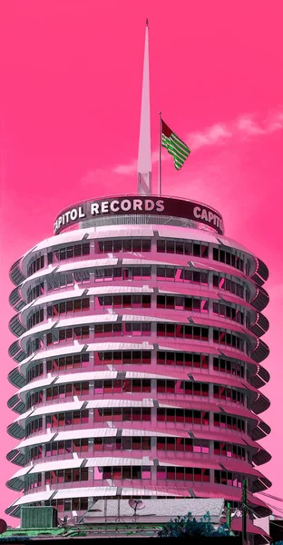 Los Ángeles Usa Abril 2015 Capitol Records Tower Sign Illustration —  Fotos de Stock