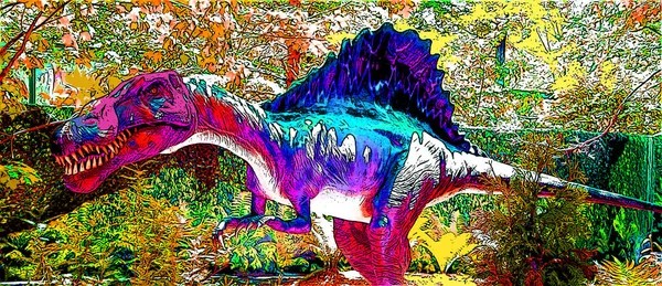 Spinosaurus Gerinc Gyík Egy Nemzetség Spinosaurid Dinoszaurusz Hogy Élt Most — Stock Fotó