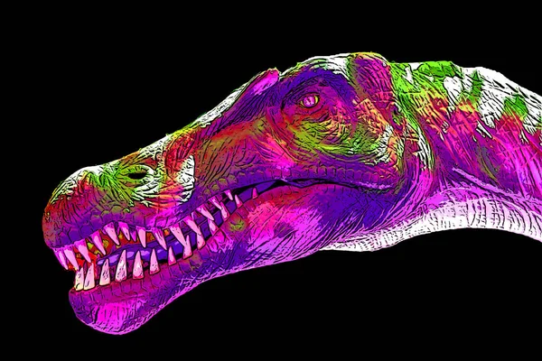 脊椎蜥蜴 是生活在白垩纪后期北非的一种尖头龙 象征着流行艺术的背景图标 — 图库照片