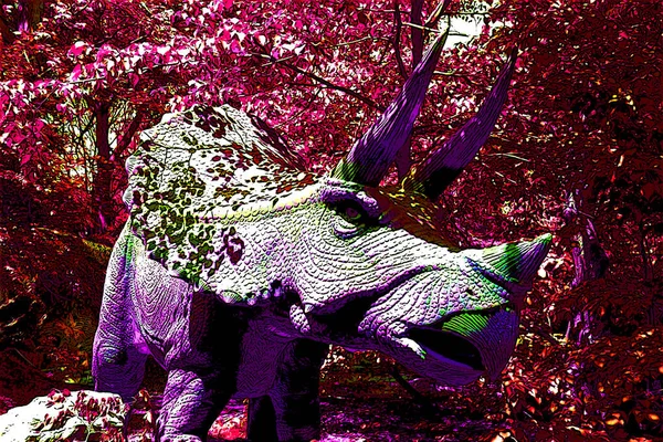 트리케라톱스 Triceratops 백악기 마스트리히트 후기에 나타났던 동물성 공룡의 속이다 — 스톡 사진