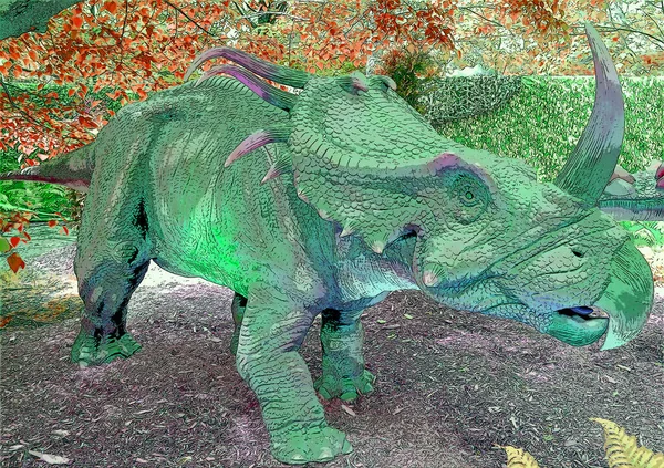 Styracosaurus Meaning Spiked Lizard Genus Herbivorous Ceratopsian Dinosaur Cretaceous Period — Stock Photo, Image