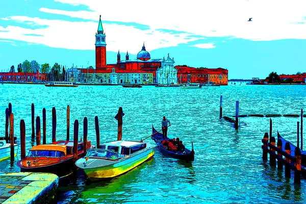 Venice Italia 2019 Marele Canal Veneției Italia Gondolă Celebru Uimitor — Fotografie, imagine de stoc