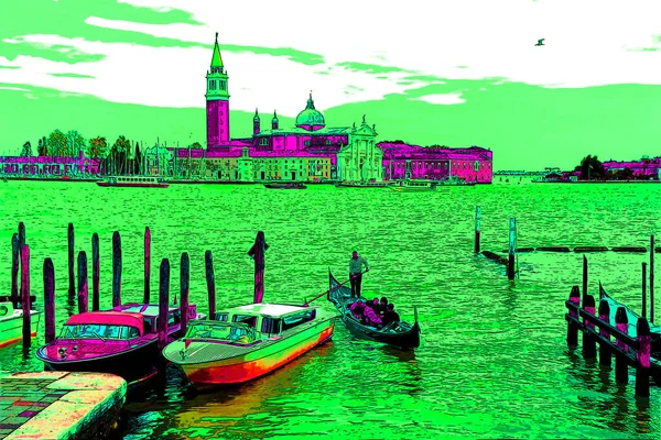 Venice Italy 2019 유명하고 놀라운 이탈리아 도시의 곤돌라가 베네치아 대운하 — 스톡 사진