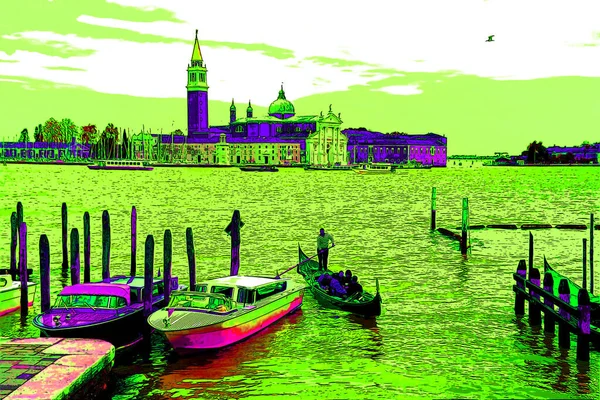 Venice Italië 2019 Grote Gracht Van Venetië Italië Met Gondel — Stockfoto